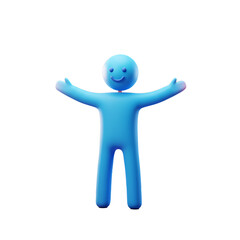 joyful 3d man standing with arms wide open feeling free isolated on white background 