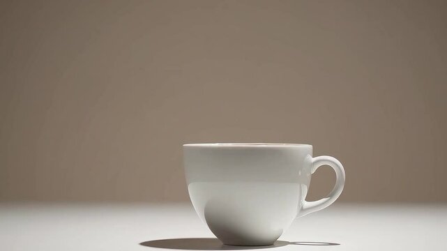 Hot coffee drink, espresso, doppio, lungo in a white cup.