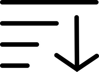 Sort arrow glyph icon. Sorting vector symbol isolated on transparent background. Digital Management of sort, order, adjustment icon sign. Editable stroke, Vector illustration.