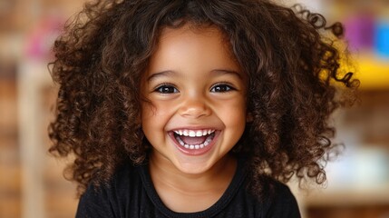 A toddlerâ€™s giggle captured in a moment of wonder, eyes wide with excitement