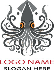 Deep sea creatures logo icon vector .