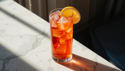 Refreshing glass of orange juice with a splash and fresh citrus fruits