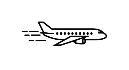 Isolated Airplane Icon with Motion Lines