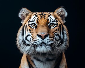 Fototapeta premium Majestic Tiger Portrait with Dark Background.