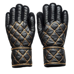 Quilted Gloves with Metallic Accents and Soft Fleece Isolated on Transparent Background