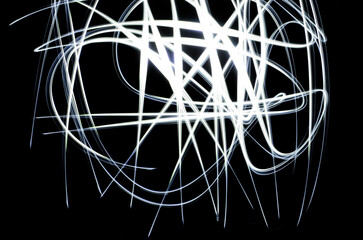 Abstract Light Streaks on Black Background