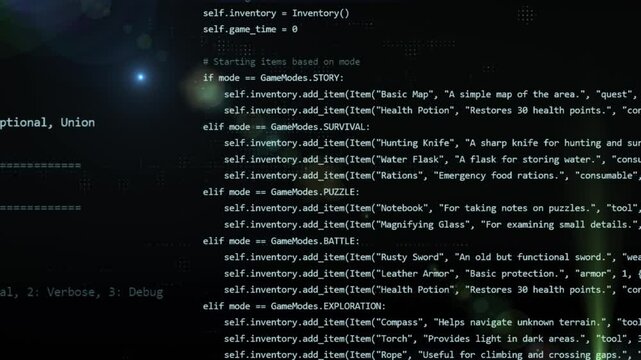 3d animation of programming code or software language developing application , cyber security or creating a game script