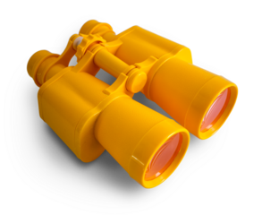 Yellow binoculars isolated on transparent background	