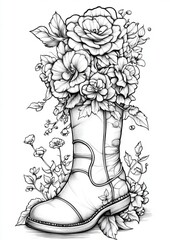 Flower Boot Coloring Page