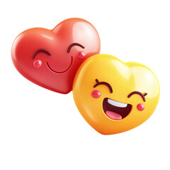 Emoji of heart and smile, isolated on white transparent background. 