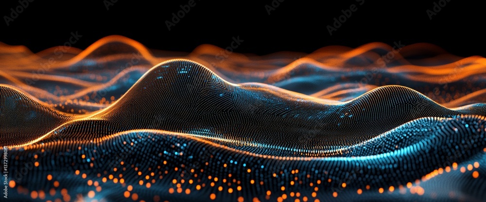Poster a 3d render illustrates the concept of data visualization through the processes of collecting, proce