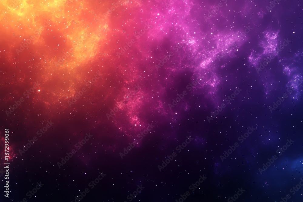 Poster a 360-degree panoramic view of a nebula-filled space environment, presented in equirectangular proje