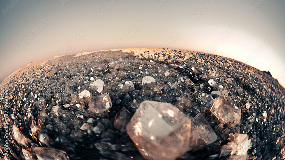 Poster glimmering diamond embedded in a crystal glass reflecting light and creating a stunning visual displ