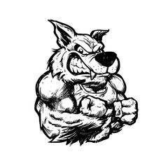 Angry Strong Wolf Vector Illustration