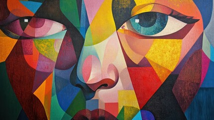 Fototapeta premium Colorful Abstract Geometric Representation Of A Human Face