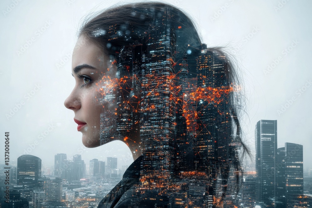 Poster the idea of the internet of things as a global network is shown in stock