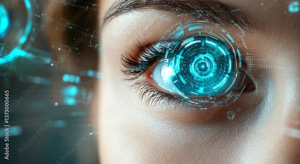 Poster iris recognition technology has been integrated into a smart contact lens, utilizing a combination o