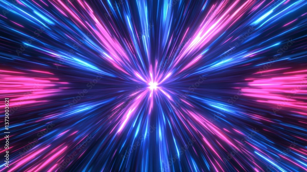 Poster a vibrant and imaginative cosmic backdrop featuring an abstract bright design, with a hyper jump tra