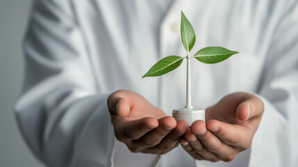 Green wind turbine shaped like plant leaves
