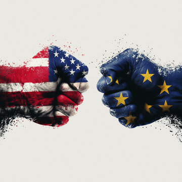 usa, vs, welt, kampf, faustkampf, us, europe, fahne, europa, symbol, bannas, wei&szlig;, wind, nation, 3d, abbildung, national, eu, gegend, landkarte, icon, blau, uns, gewerkschaft, patriotismus, welt