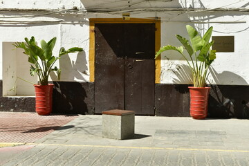 Santa Eularia, Ibiza Island, Balearic Islands, Spain. Traditionally Spanish building on the high street.
