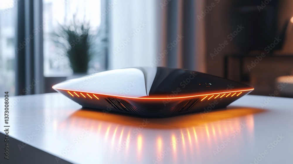 Aufkleber futuristic illuminating device, showcasing cutting edge technology in minimalist setting