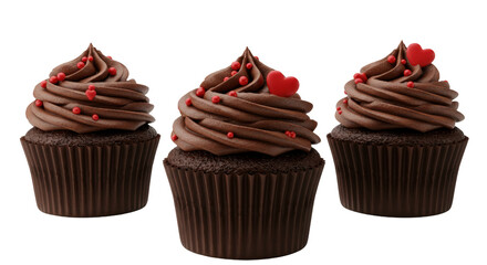 Isolated Three Chocolate Cupcakes