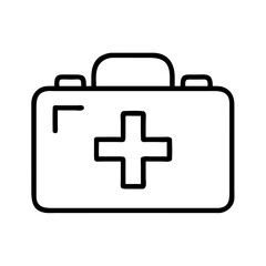 Obraz premium First aid kit icon with medical cross in black and white.