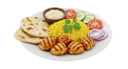 Isolated Grilled Chicken and Rice Dish