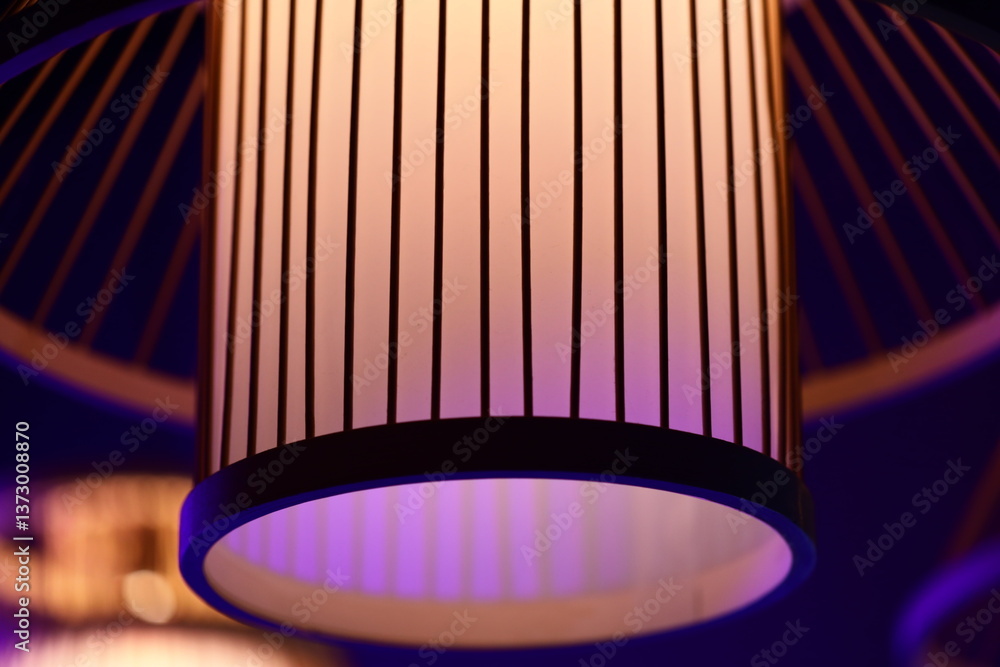 Poster close-up view of a lamp suspended from the ceiling, great for interior design or lighting-related co