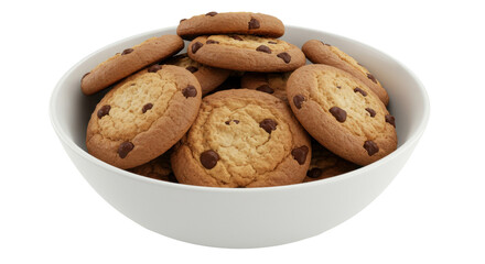 Isolated Bowl of Chocolate Chip Cookies