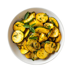 Sautéed Summer Squash and Herbs Isolated on Transparent Background