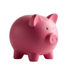 Obraz premium Studio shot of a pink piggy bank standing isolated on plain white backdrop