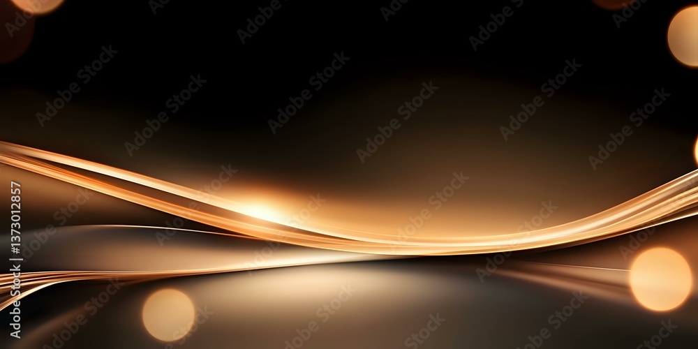 Poster elegant flowing golden waves with light effects on dark background create dynamic movement and refle