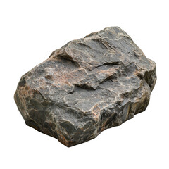 Large rock stone with rough edges, isolated on white transparent background. 