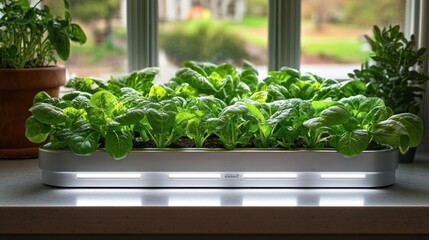 Indoor herb and leafy green garden