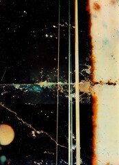 Abstract Burnt Film Overlay with Red and Blue Light Streaks
