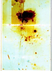 Retro Film Overlay with Vertical Light Streaks and Marks