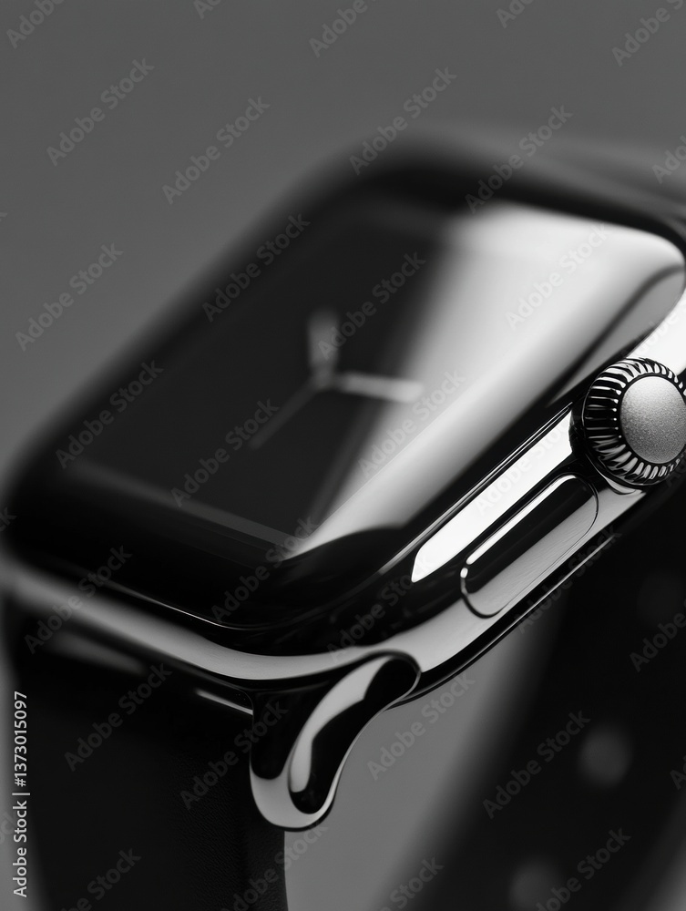 Aufkleber modern smartwatch with sleek design and monochrome face captured in close-up showcasing innovative t