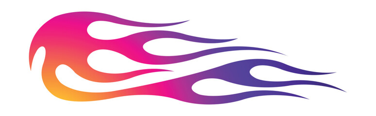 Vector fire flame race car body side vinyl sticker eps 10 image. Burning tires and flames sport car decal. Side decoration for cars, auto, truck, boat, suv, motorcycle.