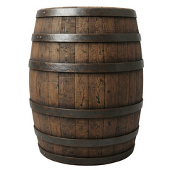 Fototapeta premium Rustic Wooden Barrel – Vintage Charm with Timeless Craftsmanship isolated on transparent background
