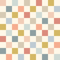 Checkered Seamless pattern in pastel colors. Retro geometric squared mosaic grid Background. Great for stationery, social media graphics, home decor, artistic composition, packaging, poster