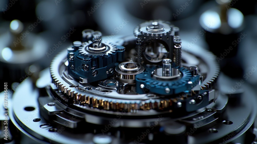 Poster intricate clockwork mechanism. close-up view of gears, springs, and components in a detailed timepie