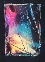 Colorful Crinkled Foil Background with Rainbow Shine