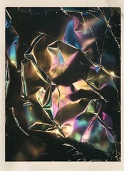 Neon Holographic Surface with Folded Foil Aesthetic