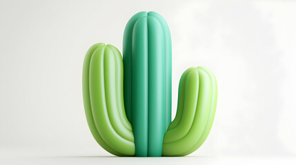 3D Render of a Green and Teal Cactus on White Background
