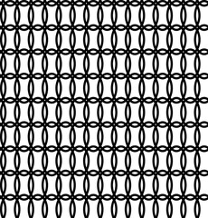 Seamless geometric pattern of ovals in the form of a black patterned lattice on a white background