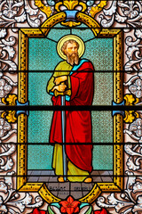 Stained glass (1931) of Saint Paul the Apostle or Saint Paul l'Apôtre. Saint of the Roman Catholic...