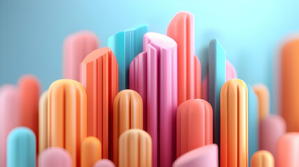 Obraz premium Pastel Colored Abstract 3D Render of Geometric Columns
