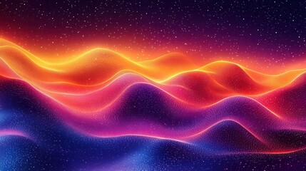 Obraz premium Vibrant Abstract Waves in Neon Colors Creating a Dreamlike Landscape